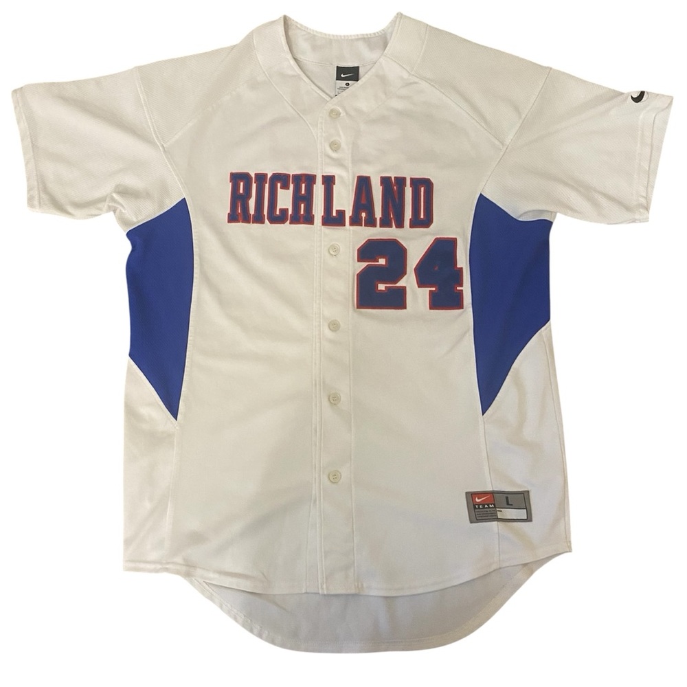 Nike White and Blue Athletic Jersey